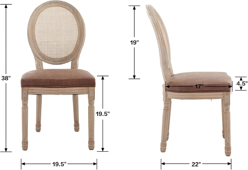 chairus Farmhouse Rattan Dining Chairs Set of 8, Leather French Country Chair...