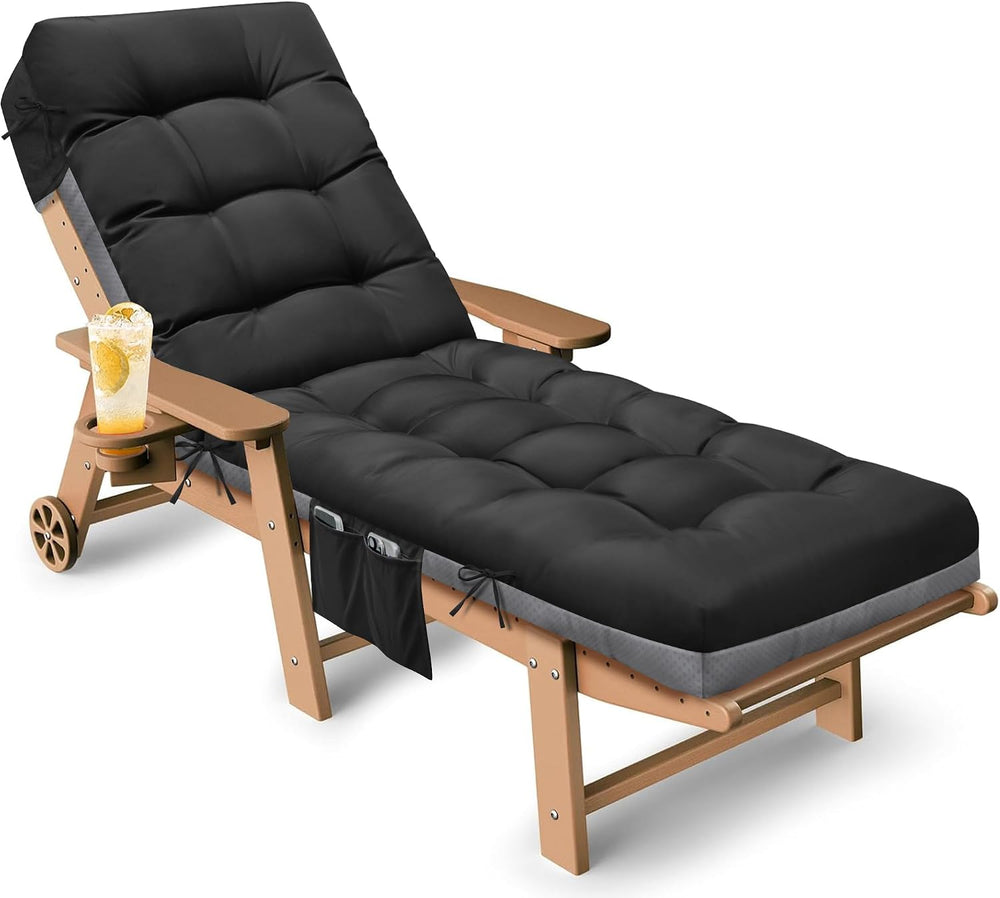 Outdoor Lounge Chair Cushion, Waterproof Replacement Chaise Lounge Cushions f...