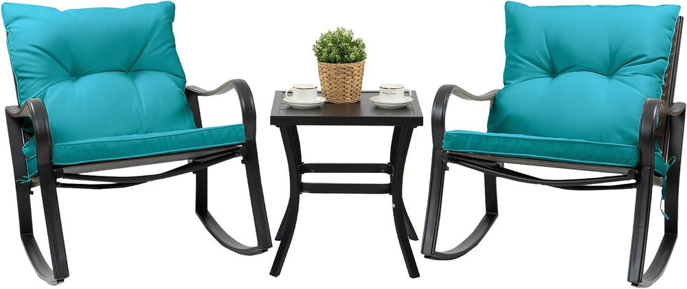 Kozyard 3 Piece Outdoor Rocking Chairs Patio Bistro Set