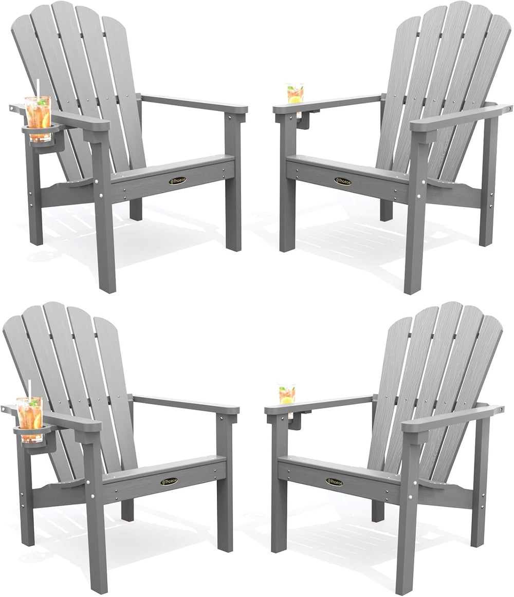 THOEOE Stackable Adirondack Chair Set of 4, Fire Pit Chairs Set of 4