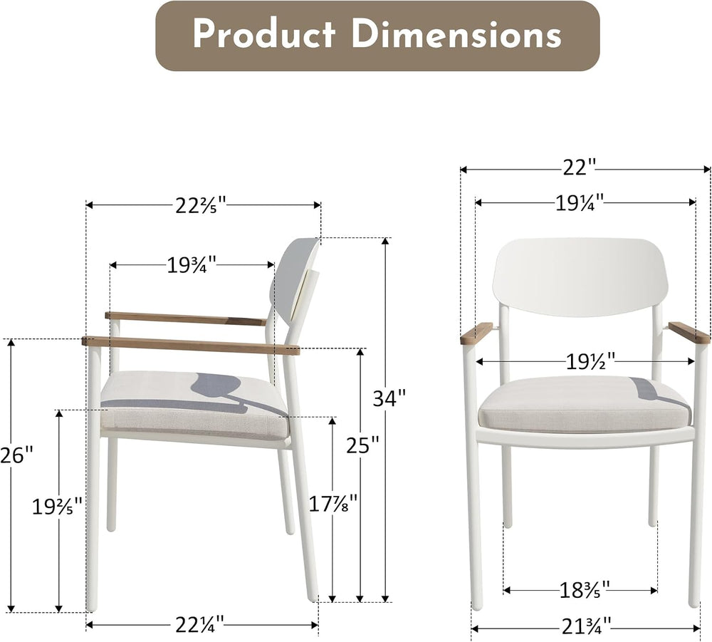 Modern Shade Luxury Outdoor Dining Chairs Set of 4, Fade Resistant, All-Alumi...