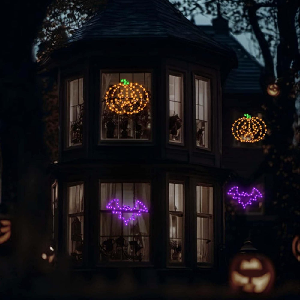 Halloween Window Lights, 2 Pack LED Waterproof Timer Indoor Decor
