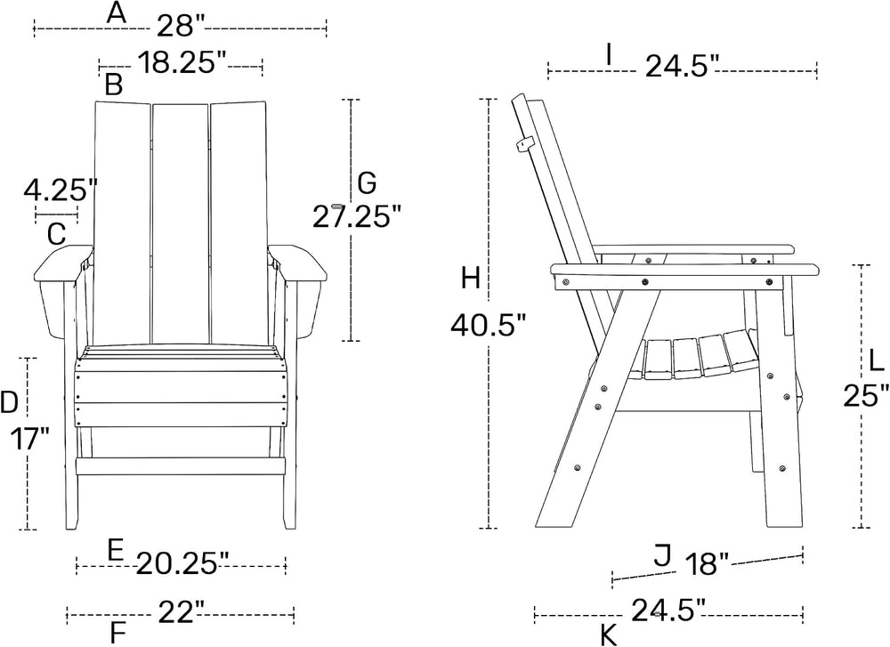 WO Home Furniture HDPE Adirondack Dining Chair, Dark Brown