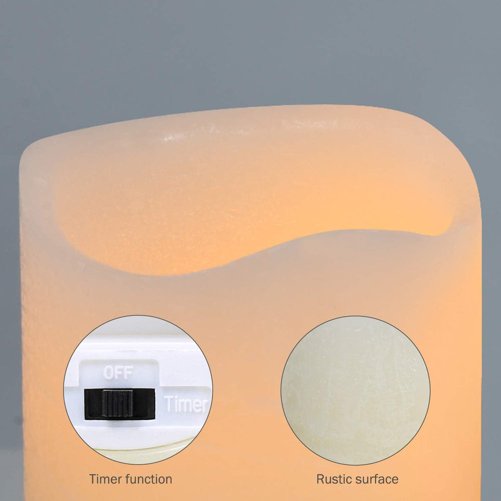 H-BLOSSOM Flickering Flameless Candles Battery Operated Real Wax Pillar Candl...