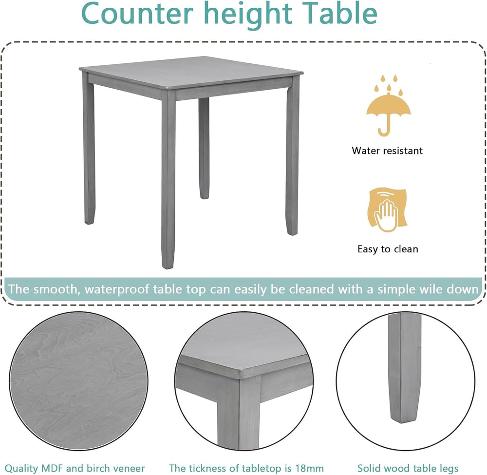 LUMISOL 5-Piece Dining Table Set for 4, Farmhouse Counter Height Kitchen Dini...