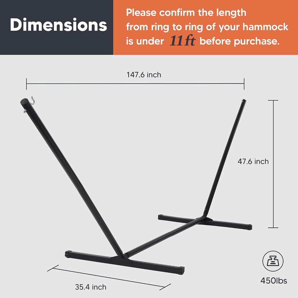 SUNCREAT 12 FT Heavy Duty Hammock Stand, 475 lbs Capacity, Black