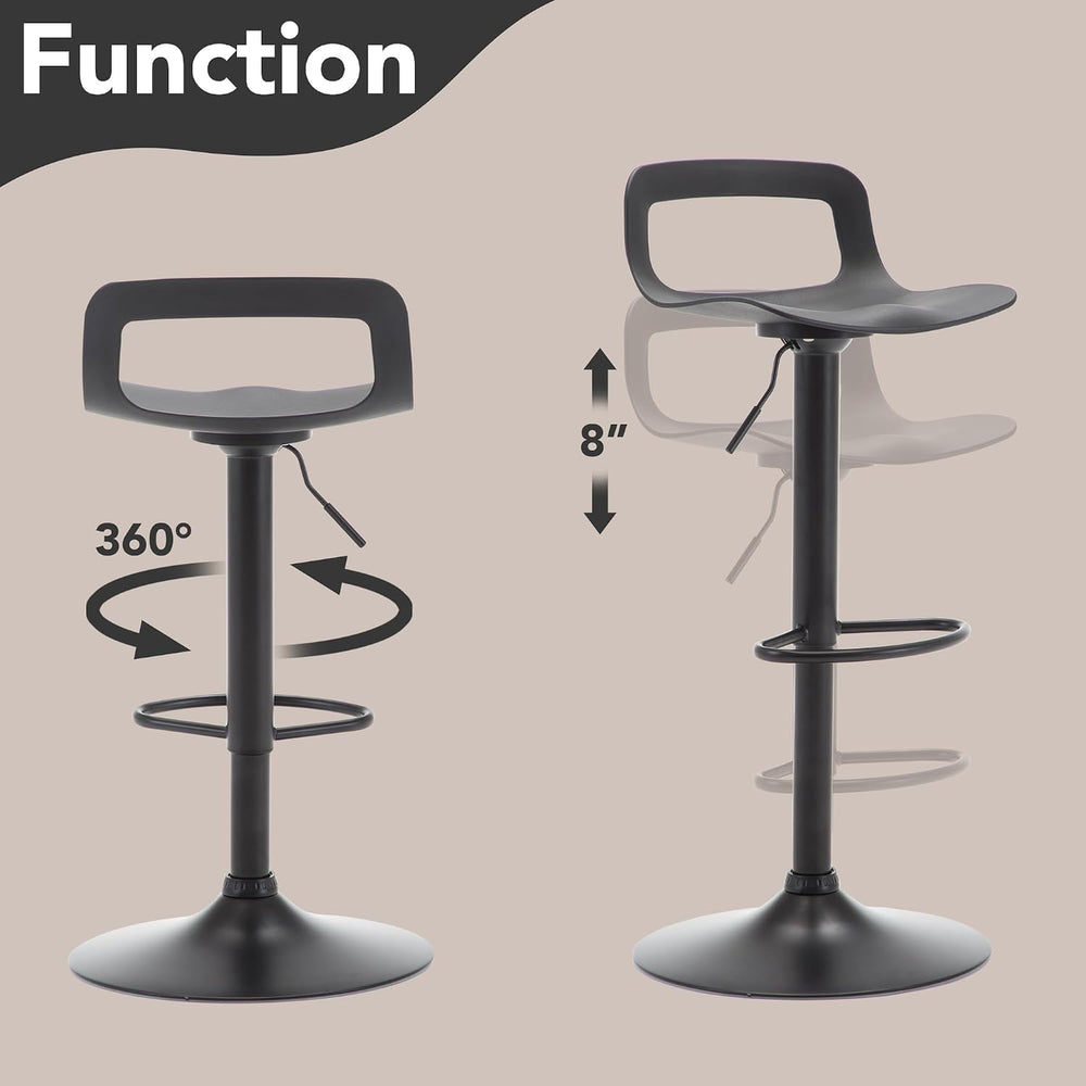 GOTMINSI Modern Adjustable Bar Stool - 300 lbs Capacity, Waterproof PP Seat, ...