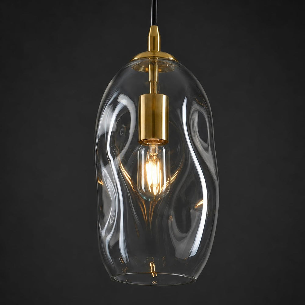 Glass Pendant Lights Kitchen Island Modern Gold Organic Clear Glass Light