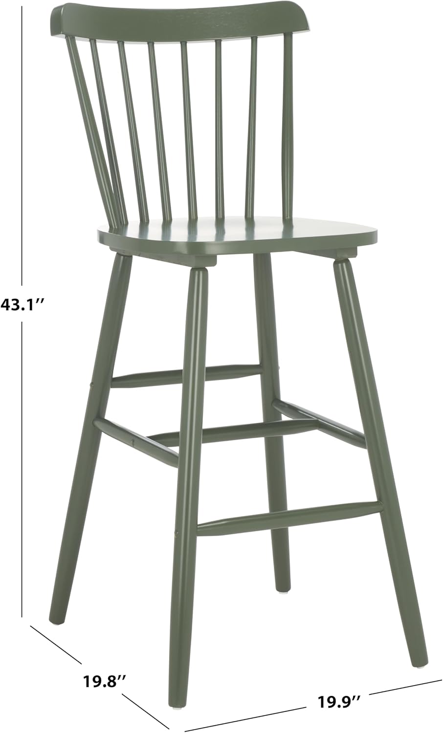 SAFAVIEH Furniture - Galena Bar Stool Set of 2 - Dusty Green - Solid Wood - M...