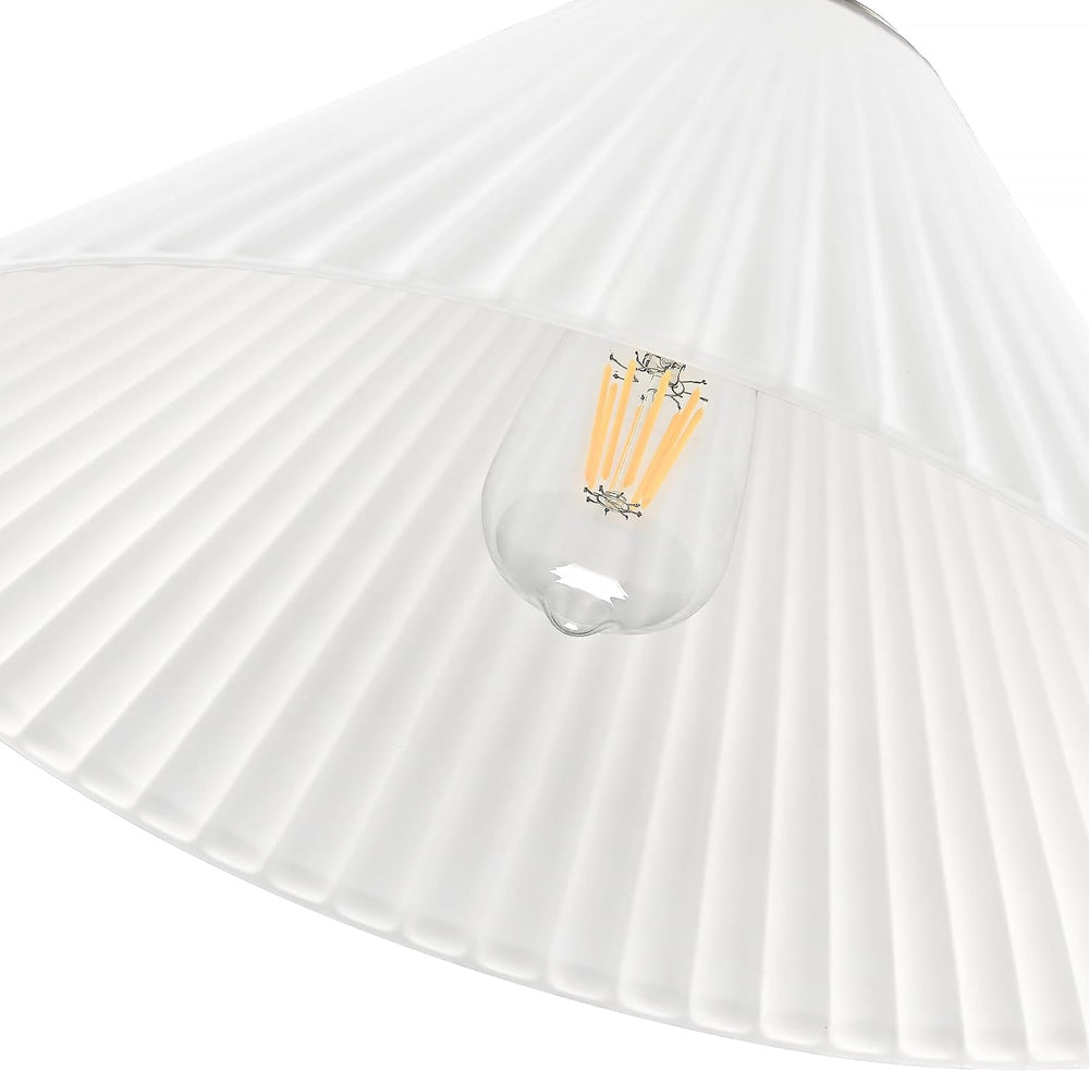 15.7 Inch Modern Pendant Lights, Ribbed Milk Glass 1-Light Single Pendant Lig...