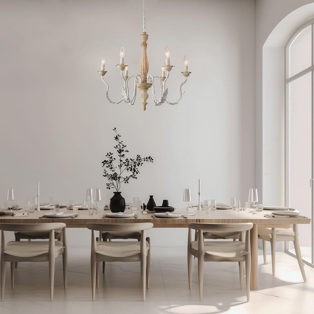 6-Light French Country Chandelier for Dining Room