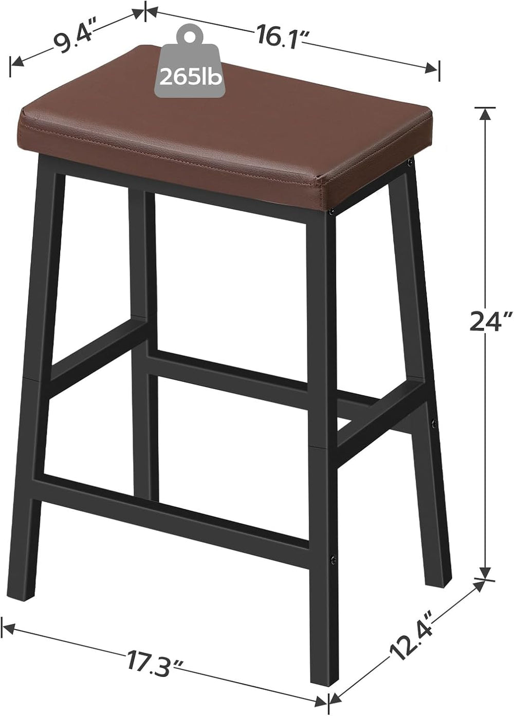 HOOBRO Bar Stools, Set of 2 Bar Chairs, Counter Height Bar Stools, 24 Inch Ba...