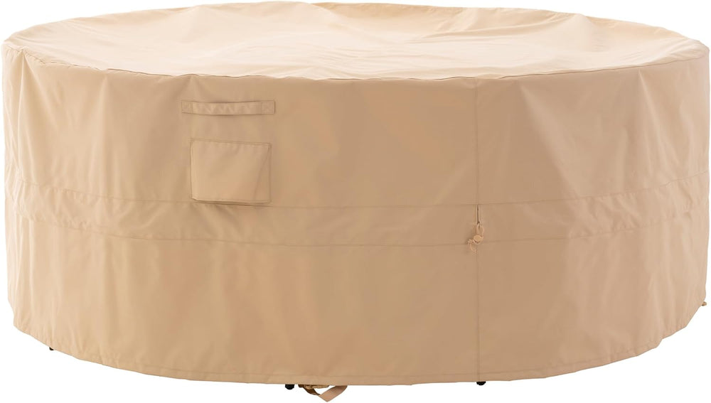 WJ-X3 Round Patio Furniture Cover, 84" D x 31" H, Beige