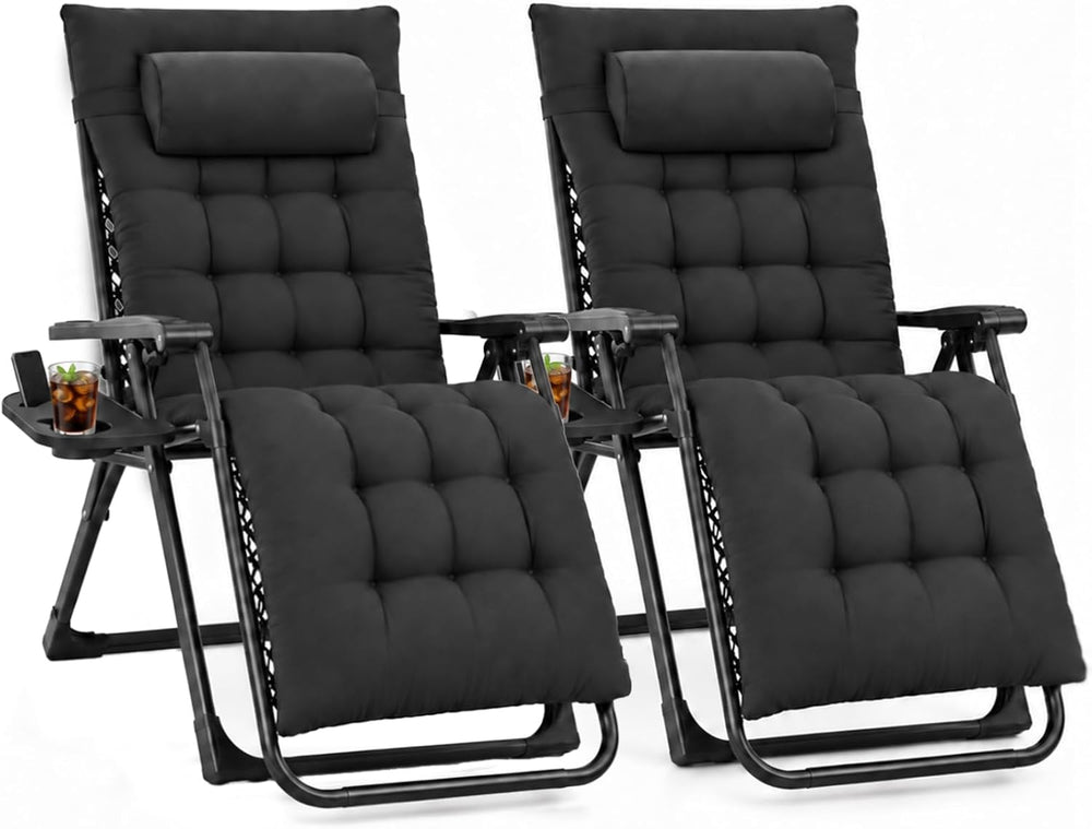 NEWBULIG Zero Gravity Chairs Set of 2, Outdoor Chairs with Cup Holder Trays