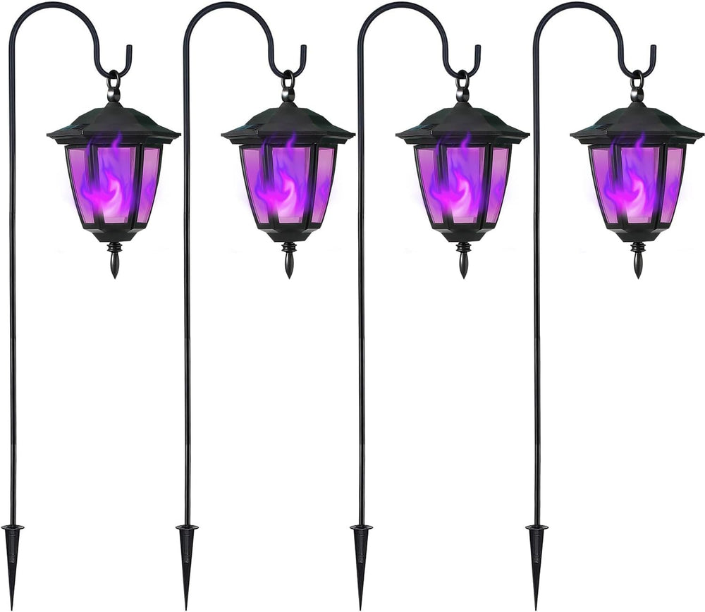 Dynaming 4 Pack Solar Halloween Flame Hanging Lights Outdoor, Flickering Flam...