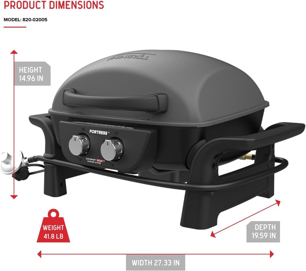 Nexgrill Tabletop 2 Burner Gas Grill & Griddle Combo, 2-in-1 with Handles