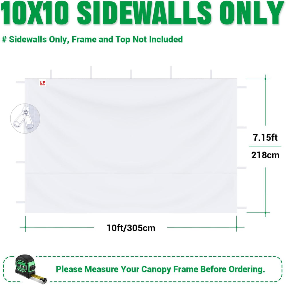ACEPIC 10x10ft Sidewalls with Door for Canopy, Black(4PCS Sidewalls Only)