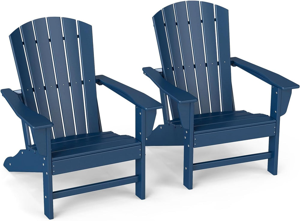 GREENVINES Oversized Adirondack Chairs Set of 2, HDPE All Weather, Blue