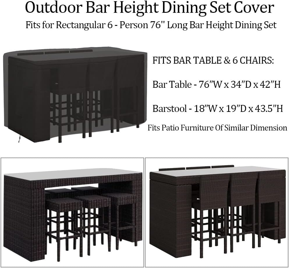 Outdoor Bar Height Dining Set Cover Heavy Duty Waterproof Patio