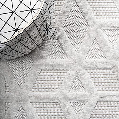 JONATHAN Y Neutral Geometric Indoor Outdoor Area Rug 4X6 Ivory, Talaia for Ba...