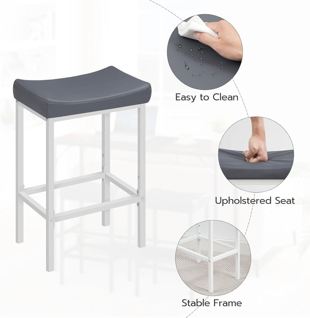 HOOBRO Bar Stools, Set of 2 Counter Height Saddle Chairs, 24.8 Inches, 2.4&qu...