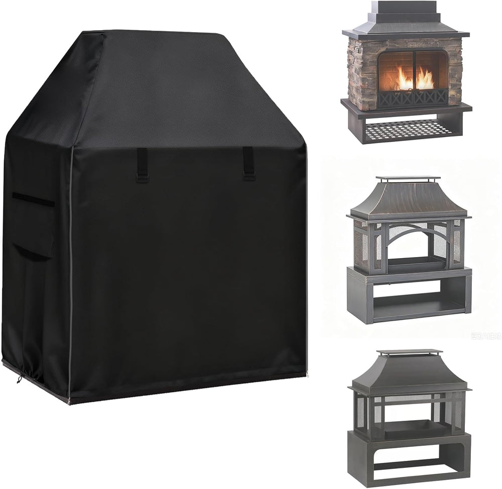 Outdoor Fireplace Cover, 42"W x 24"D x 48"H, Black