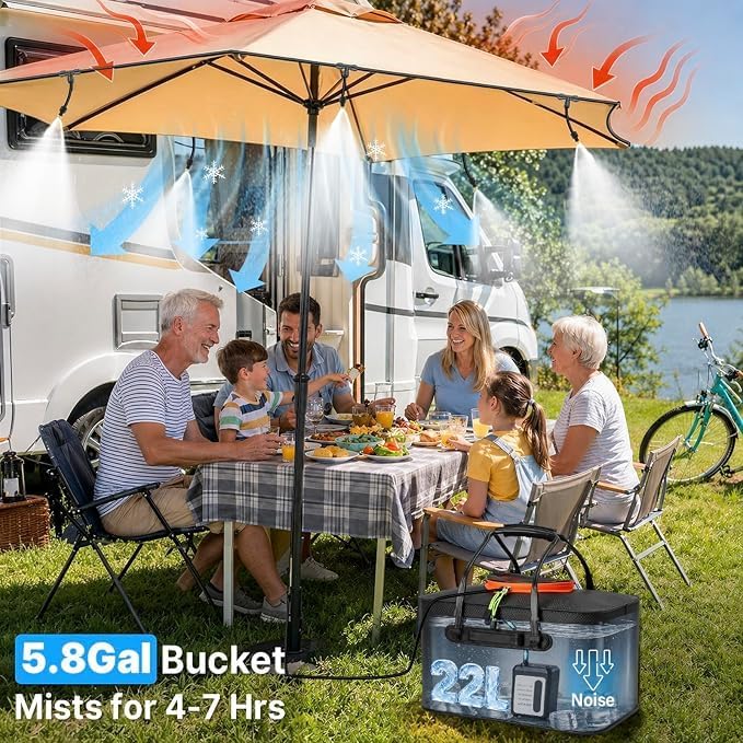 Bluepro 50FT Portable Misting System,Outdoor Water Cooling Mister with Pump