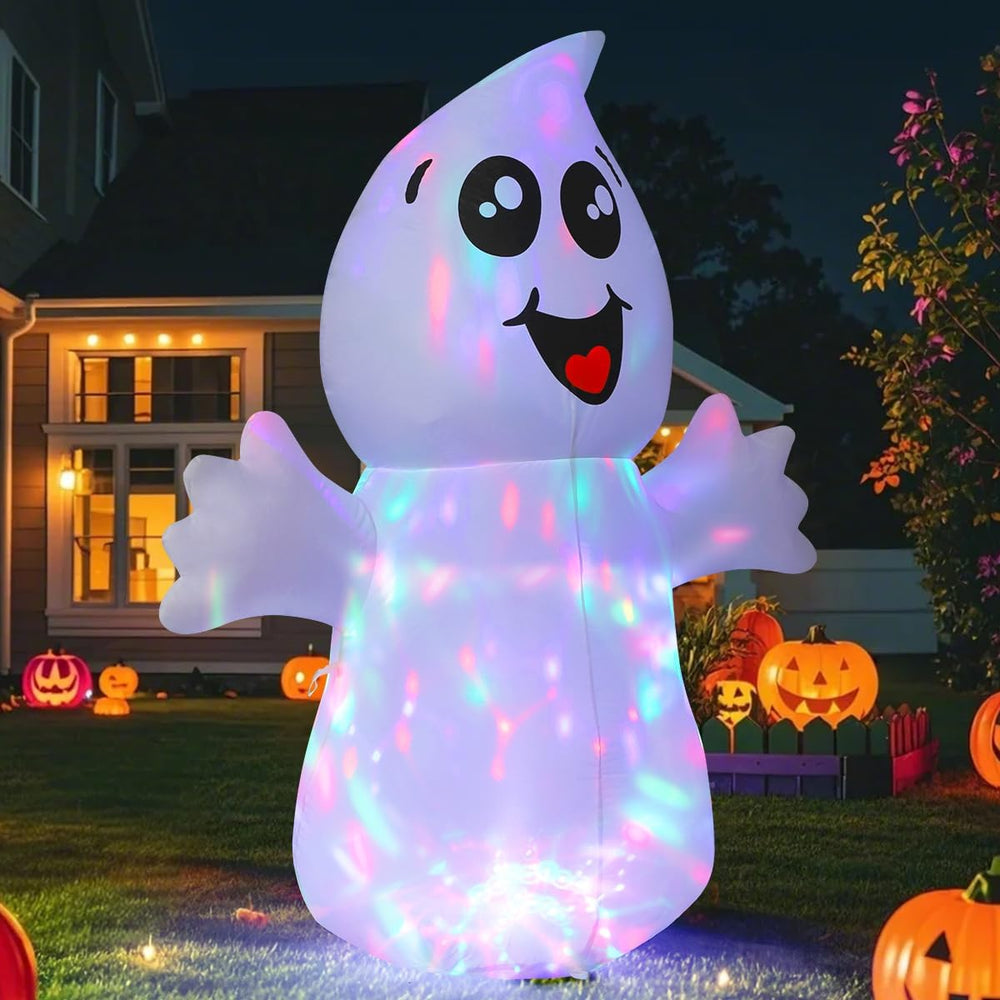 GOOSH 5 FT Halloween Inflatable Ghost Outdoor Decoration with Magic Light, Bl...