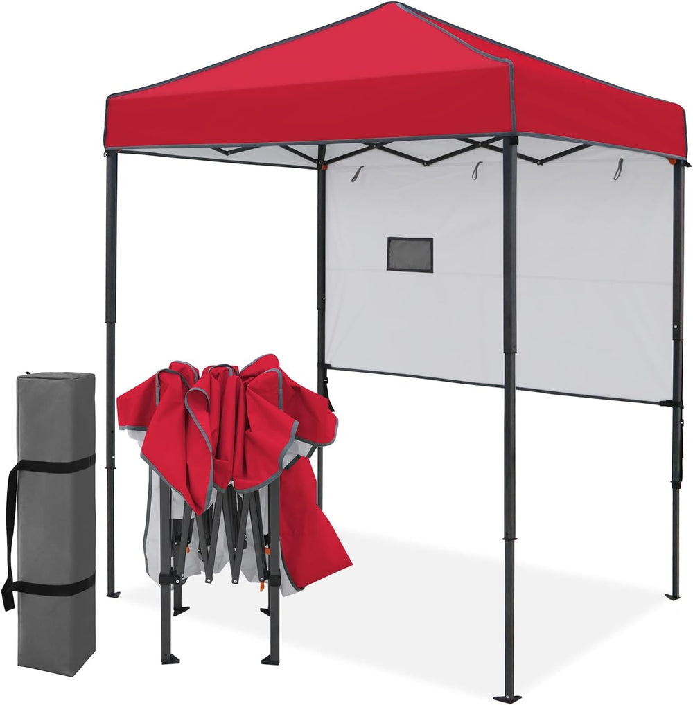 EAGLE PEAK 6x4 Instant Pop Up Canopy Tent with 1 Half Wall, Red