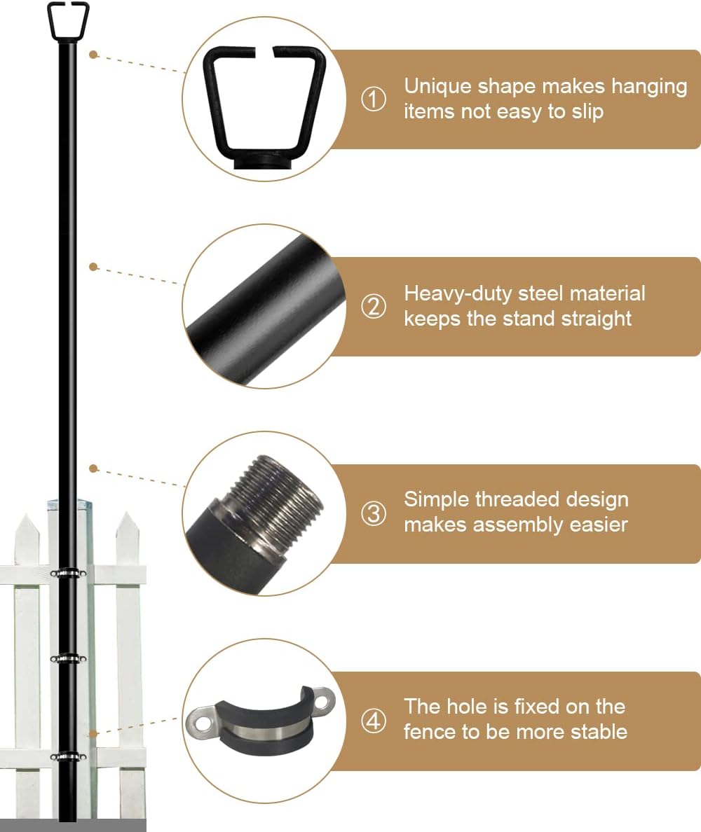 Queension 10FT Deck String Light Poles for Outdoor String Lights, 2pcs
