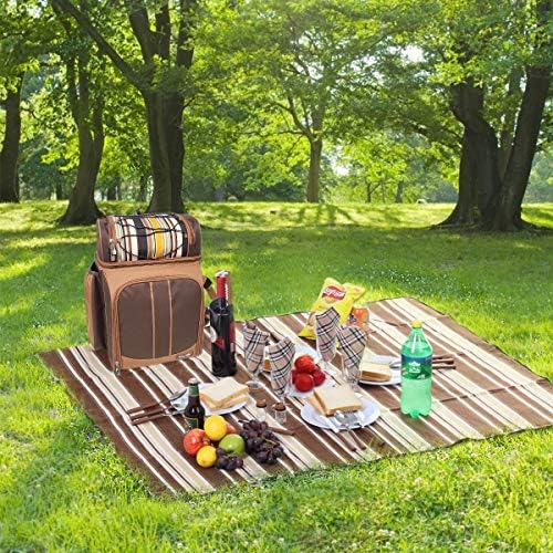 Hap Tim Picnic Basket Backpack for 4 Person with Insulated Leakproof Cooler C...