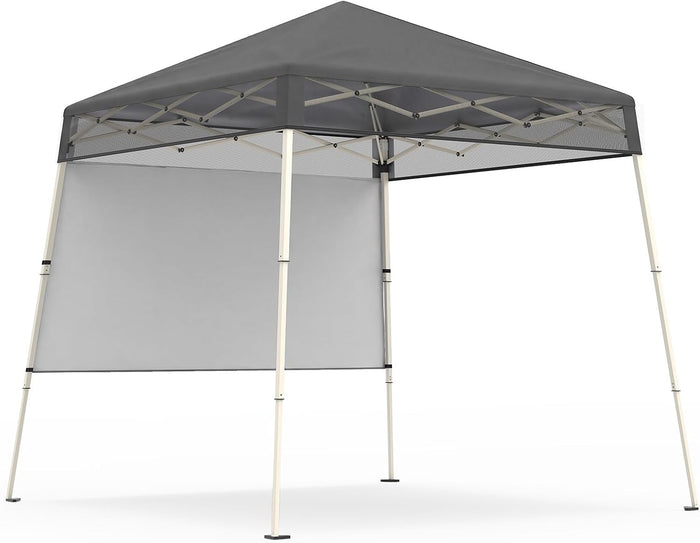 Tangkula 7x7 FT Pop Up Canopy with Center Lock & Sidewall, Gray