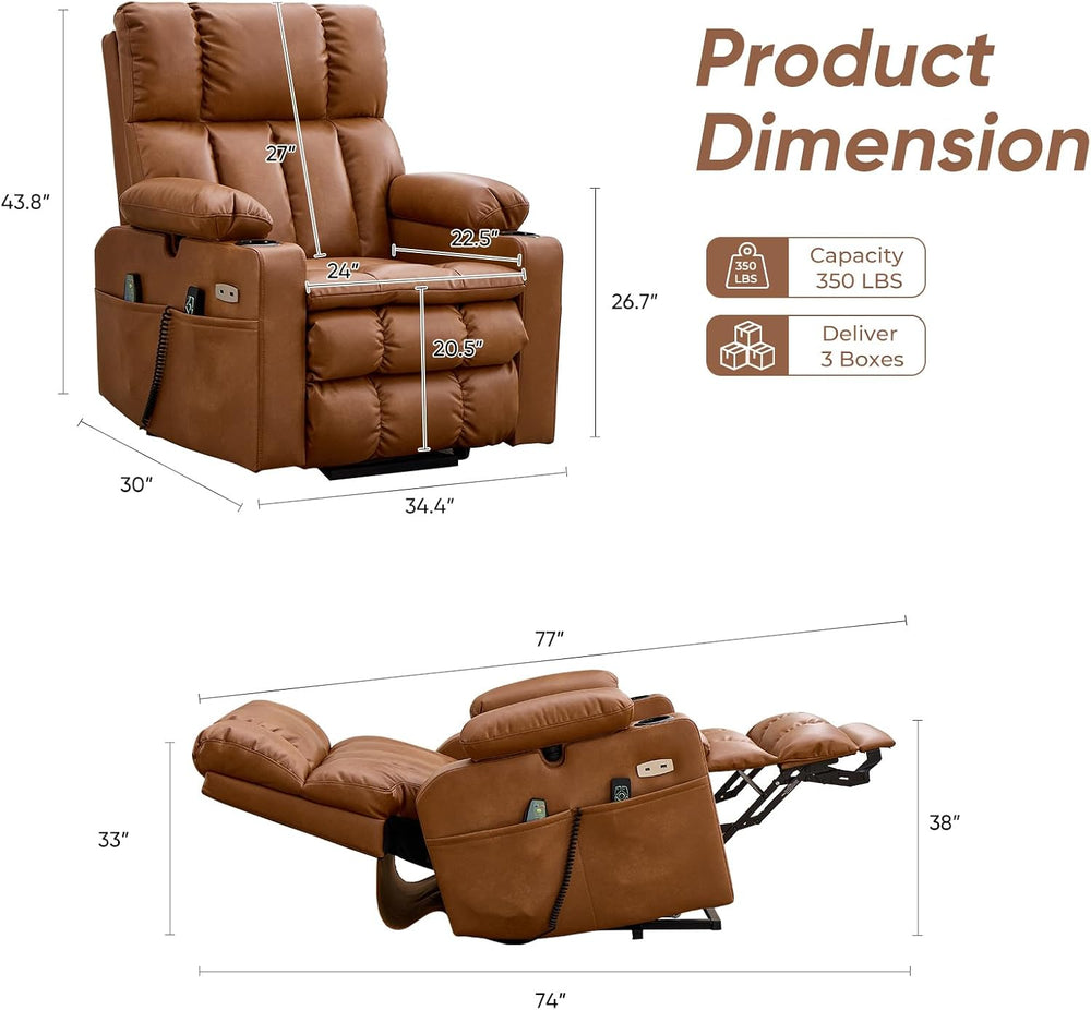 Dual Motor Power Lift Recliner Chair for Elderly with Massage and Heat,Zero G...