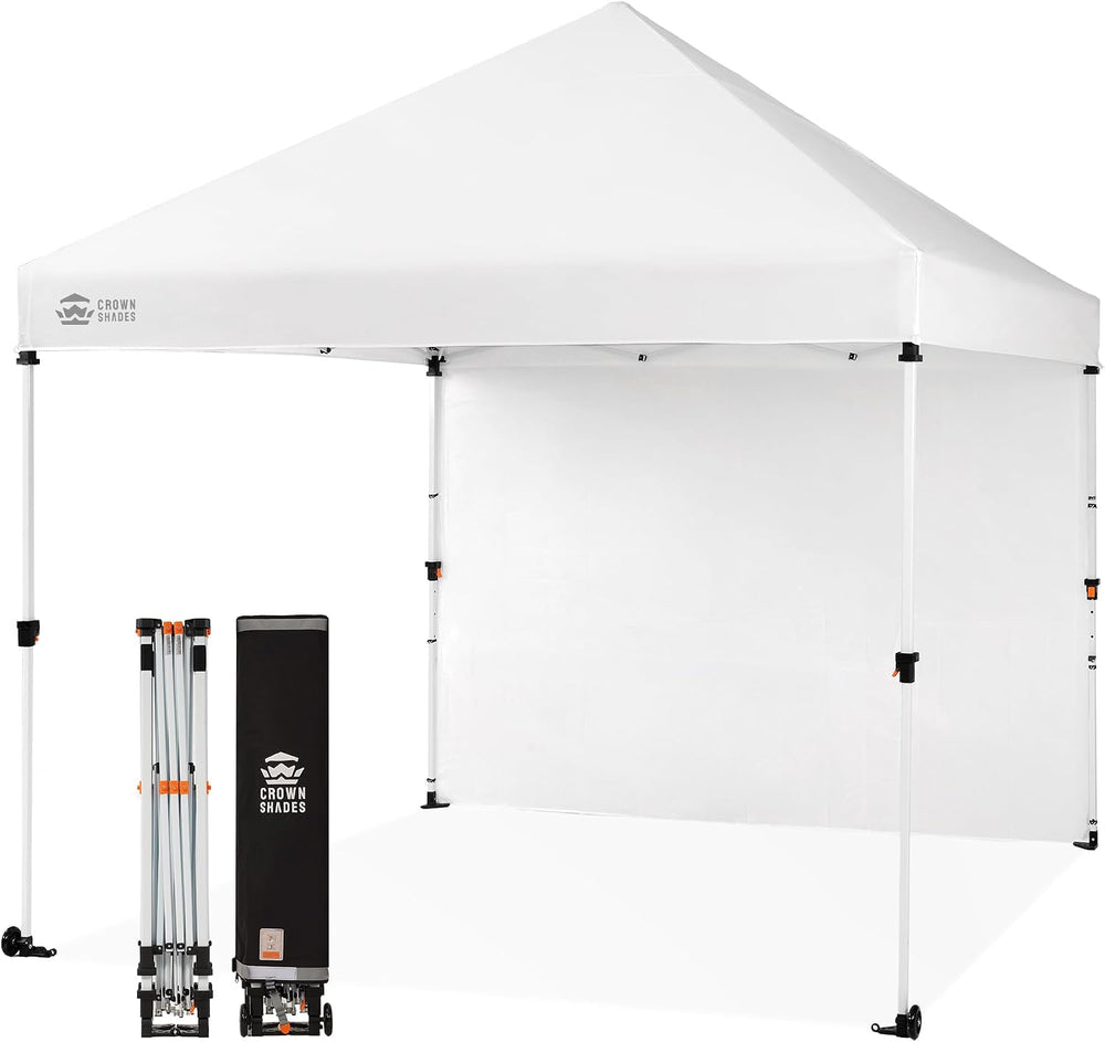 CROWN SHADES 10 x10 Commercial Pop Up Canopy Tent with 1 Side Wall, White