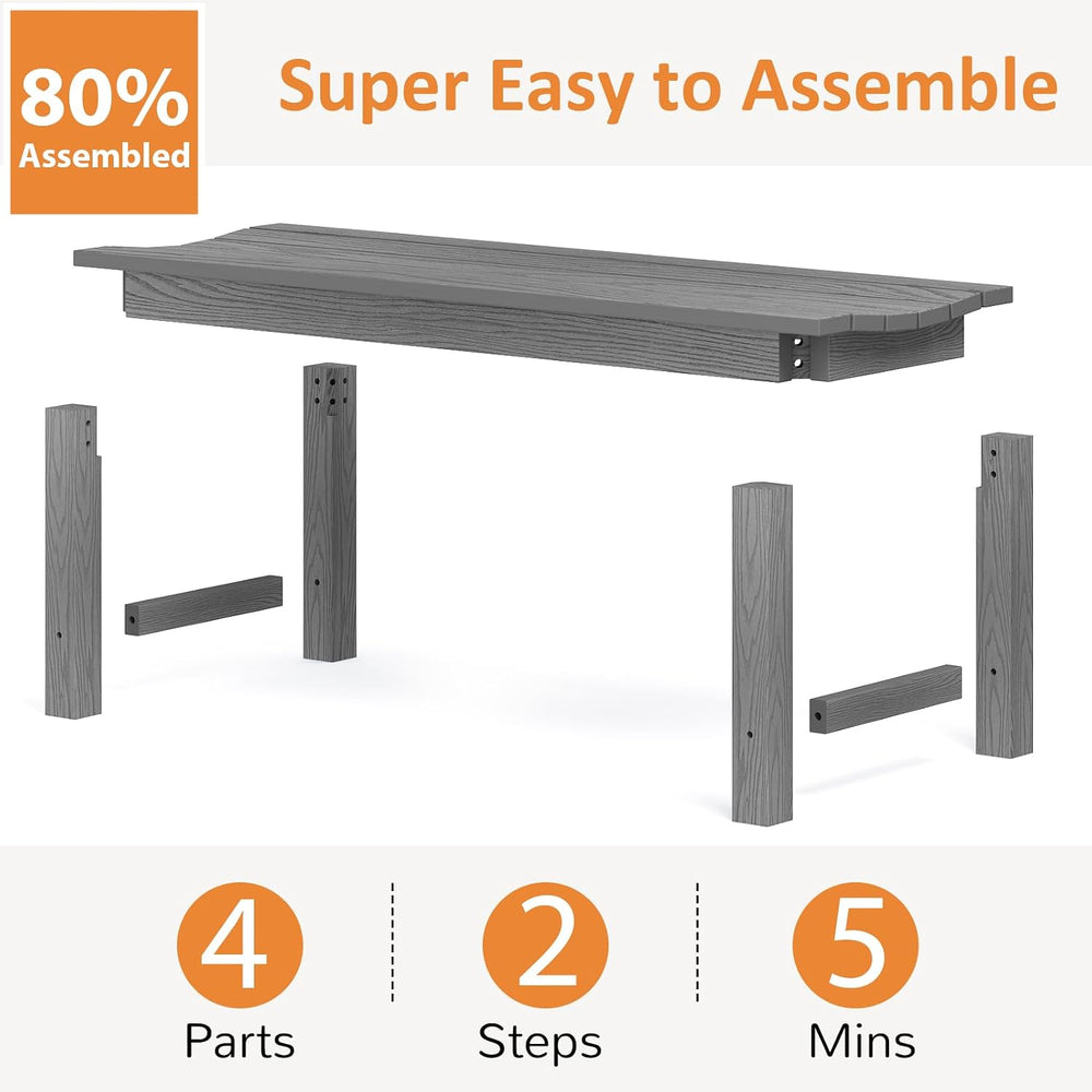 Outdoor Bench, 2-Person Patio Backless Bench Holds up to 800lbs, Weatherproof...