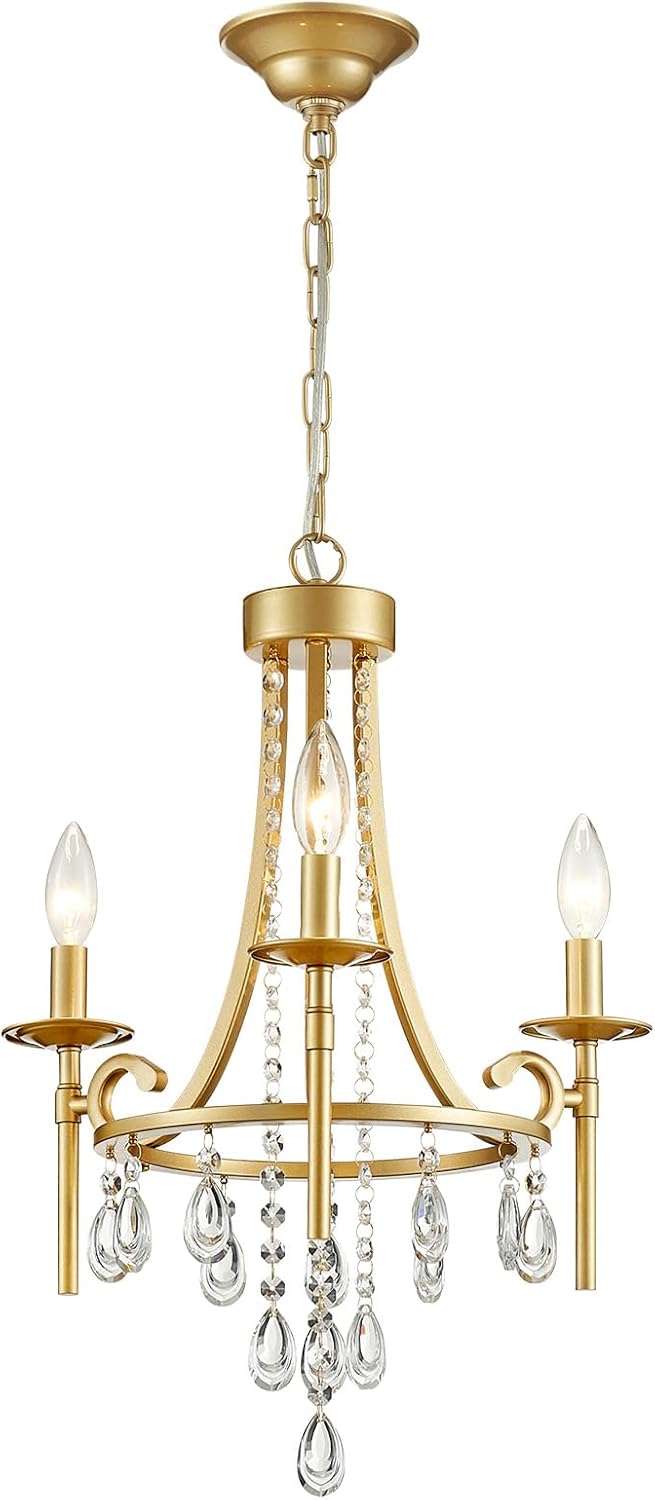 Small Crystal Chandelier, 3-Lights Modern Crystal Chandeliers for Dinning Roo...