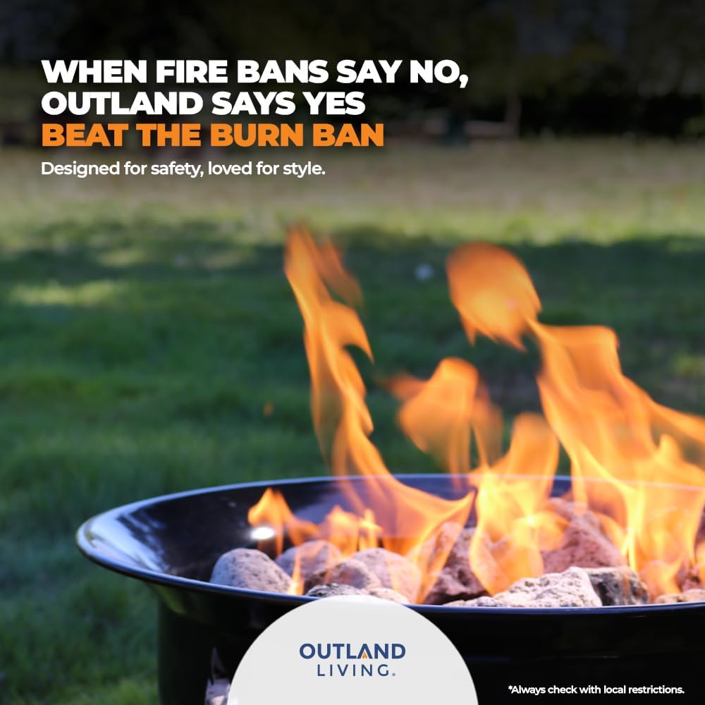 Outland Living Portable Propane Fire Pit, 19-inch, 58,000 BTU with Fire Pit C...