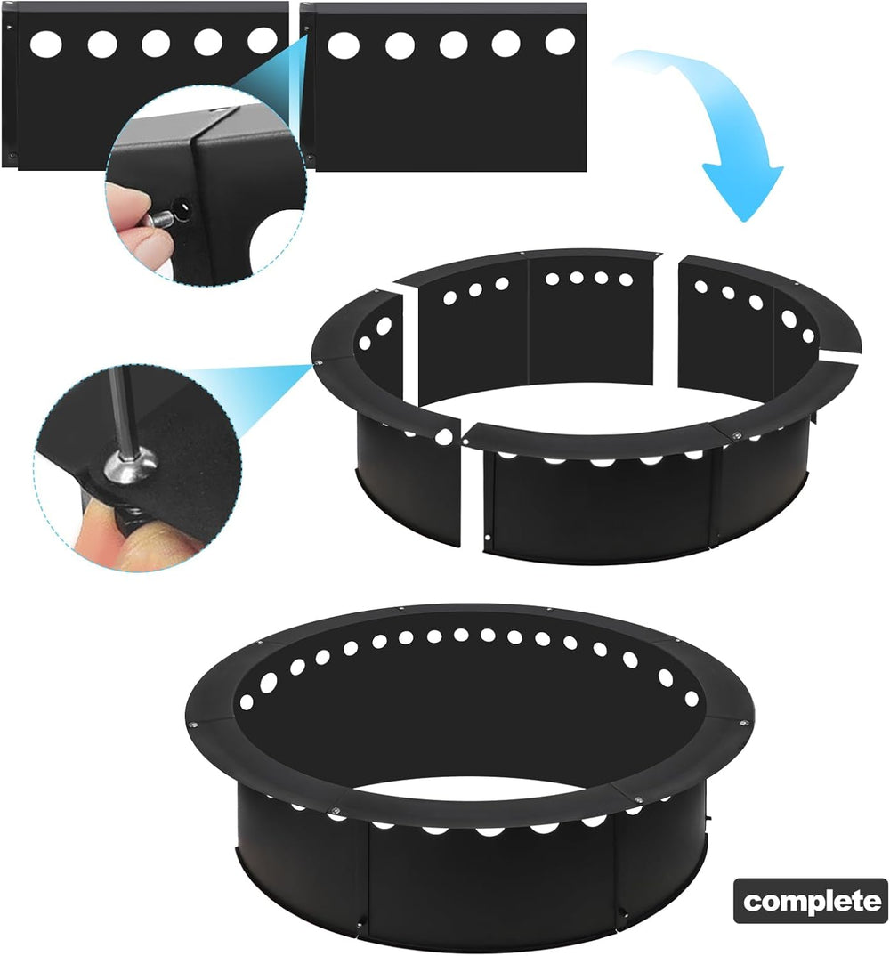 Outdoor Smokeless Fire Pit Ring 40 Inch Outer/36 Inch Inner Diameter, Heavy D...