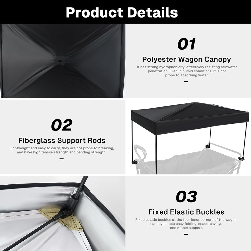 Wagon Canopy Cover Garden Push Awning Portable Outdoor Stroller Accessories A...