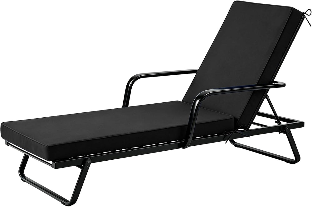 Chaise Lounge Cushions Outdoor, 72"x21"x3", Black