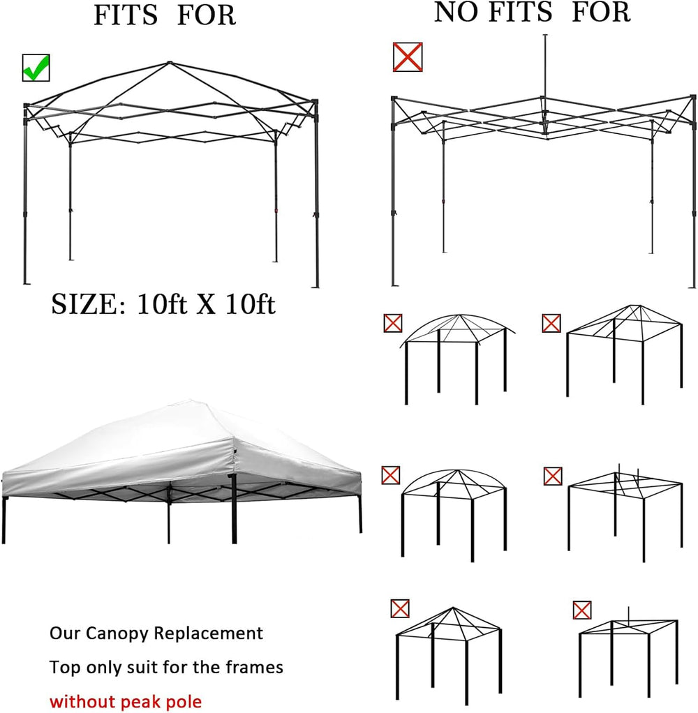 10x10 Canopy Replacement Top,300D Waterproof Pop Up Canopy Tent Cover for Str...