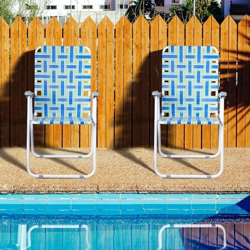 ZENY Beach Chairs, Patio Folding Lawn Chairs Outdoor Webbed Folding Chairs