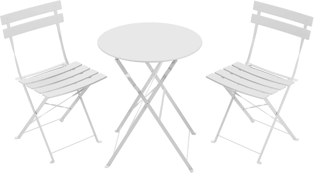 LAUSAINT HOME 3-Piece Steel Folding Bistro Set, Premium Weather-Resistant Pat...