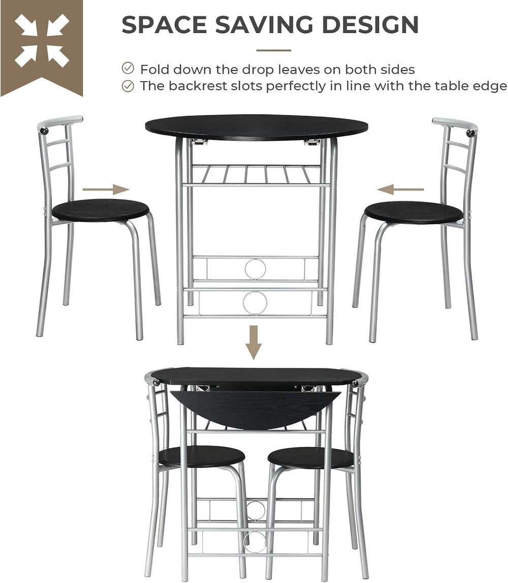 VINGLI 31.5" Drop Leaf Dining Table Set for 2, 3 Pieces Dining Table wit...