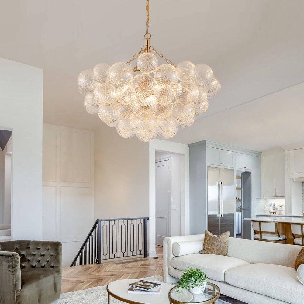 MEIXISUE Modern Glass Chandelier,9 Light Nordic Bubble Ball Swirled Glass Glo...