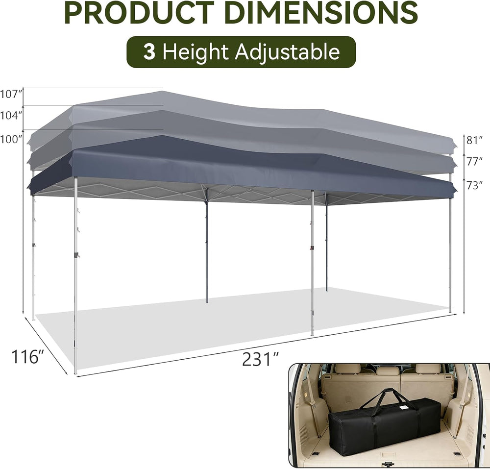 Aoxun 10x20 Pop Up Canopy Tent with 6 Sidewalls, Party Tent, Navy Blue