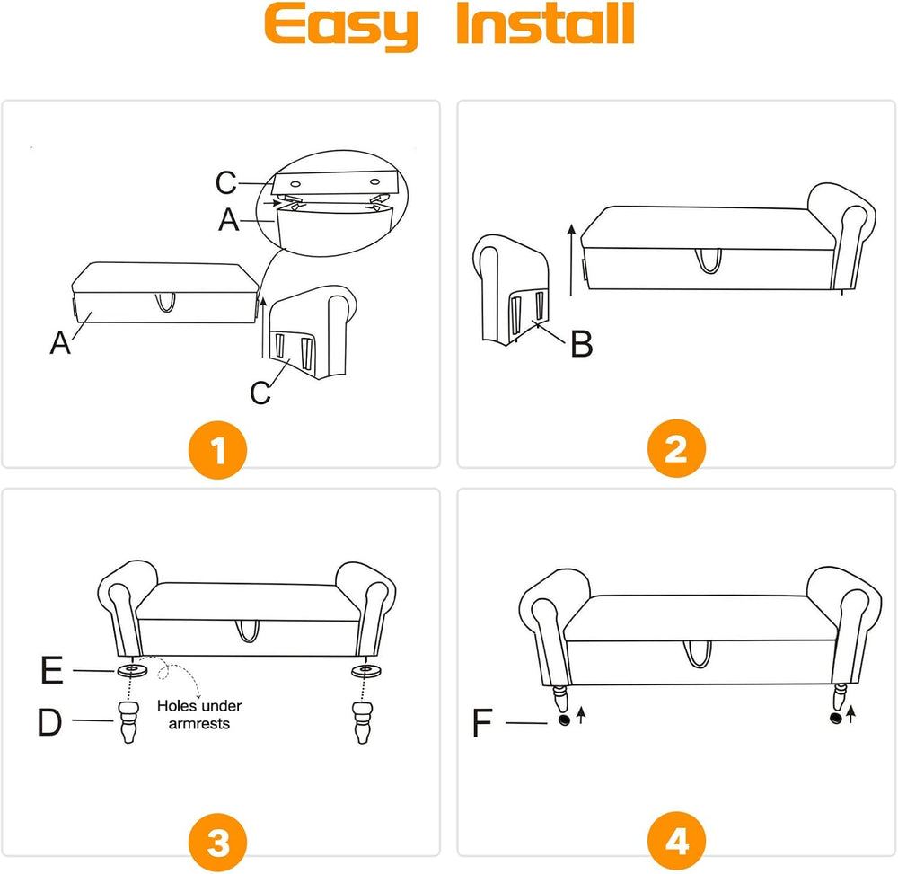 55" Storage Ottoman Bench, Corduroy End of Bed Bench for Bedroom, White