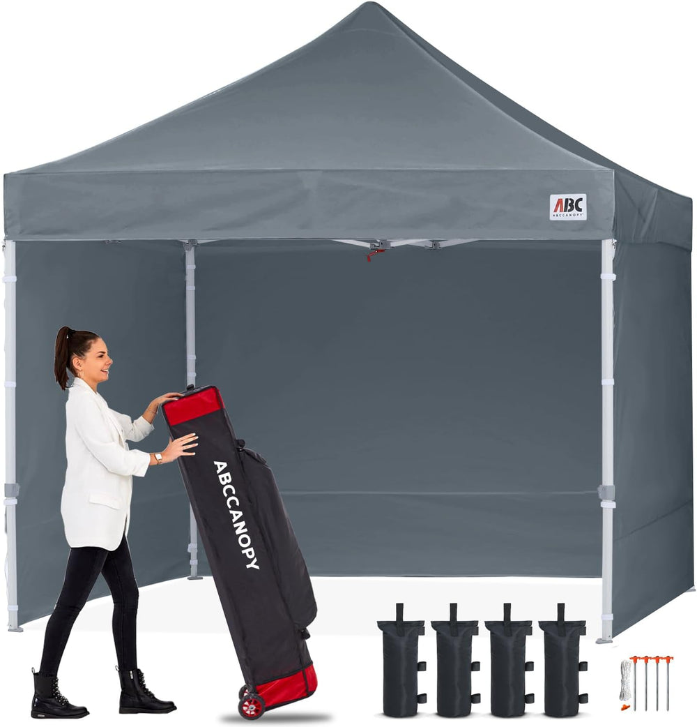 ABCCANOPY Ez Pop Up Canopy Tent with Sidewalls 10x10 Commercial -Series, Dark...