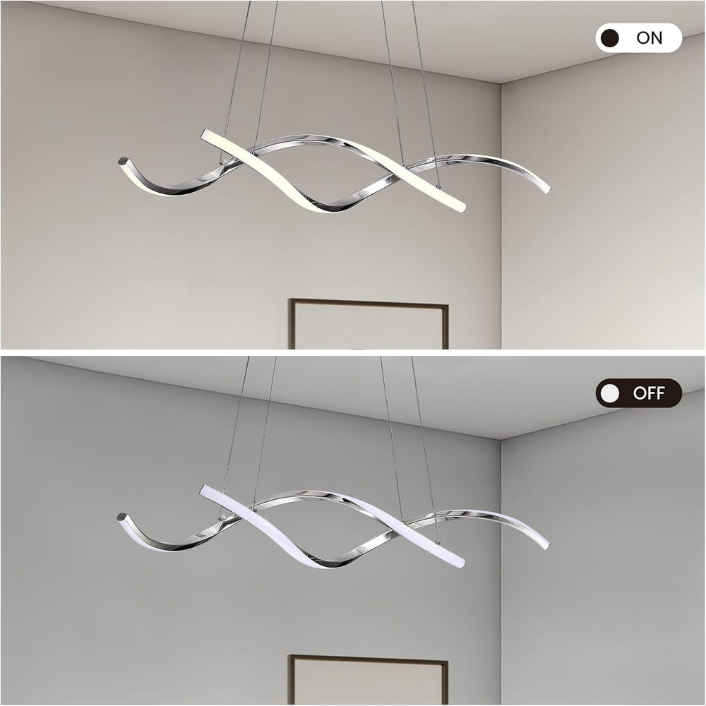 NOXARTE Modern LED Chandelier Dimmable Hanging Ceiling Light, Silver Pendant ...