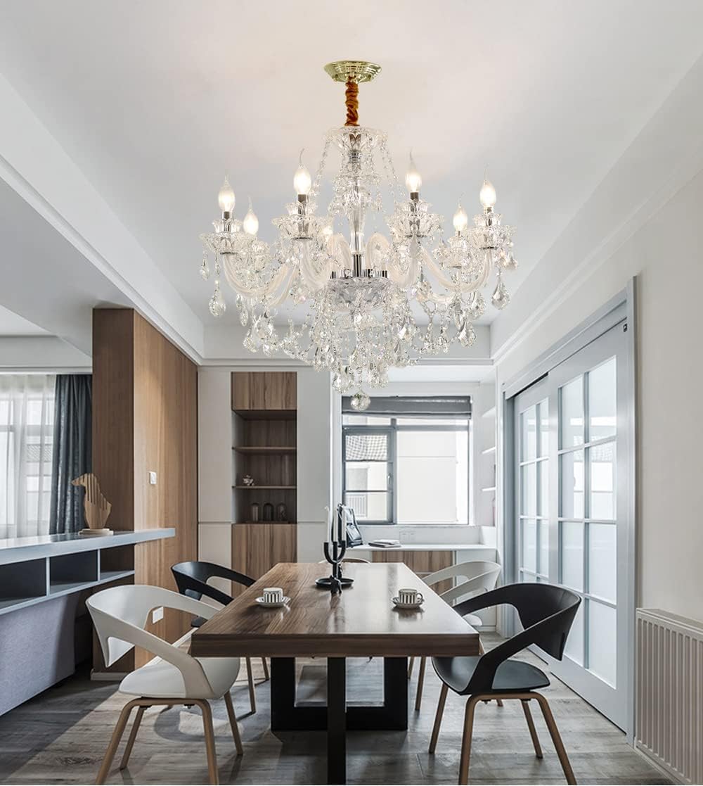 Modern K9 Transparent Crystal Chandelier,Luxury Clear Crystal Pendant Light F...